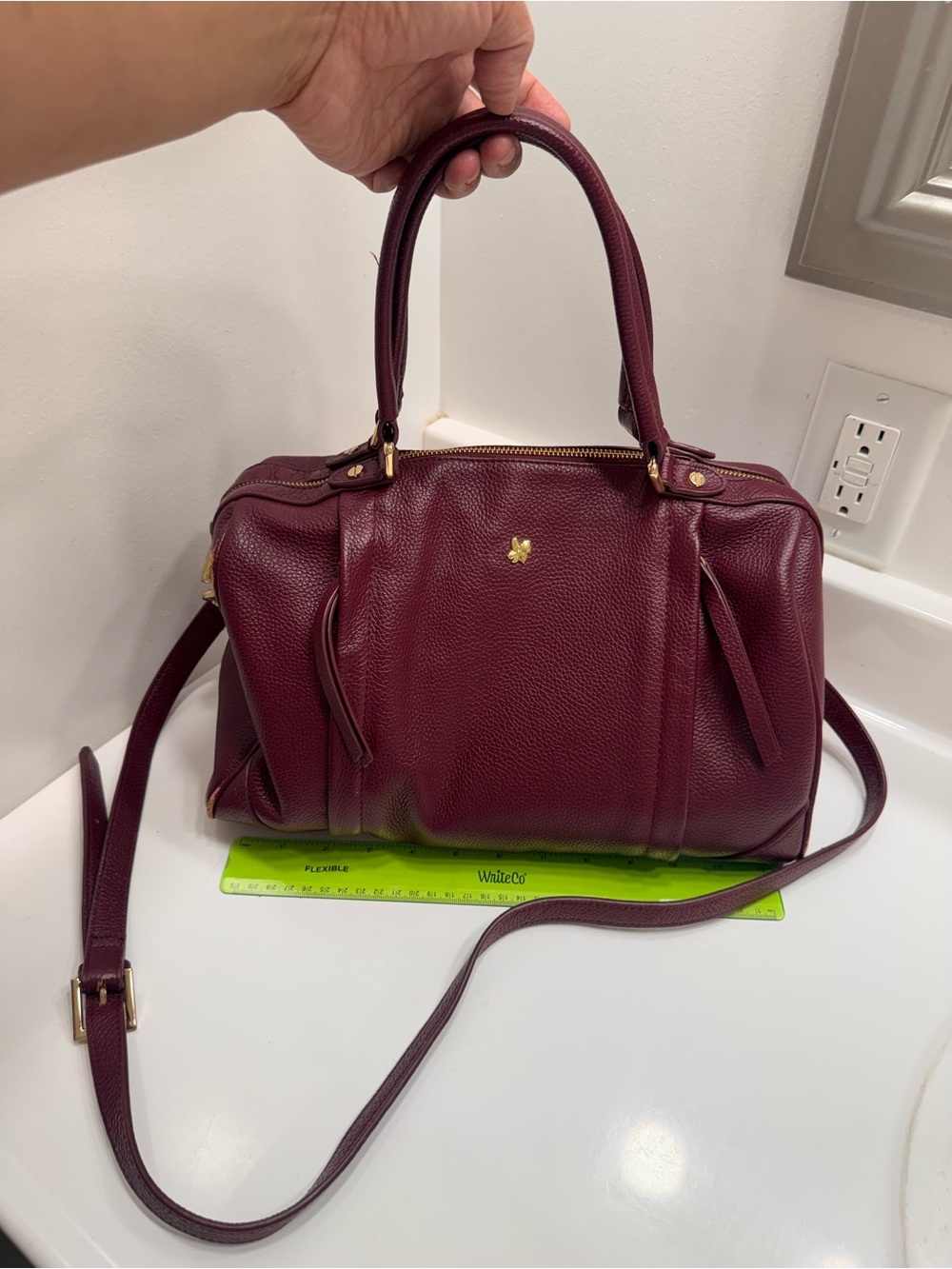 Ora Delphine Women's Structured Satchel Handbag in Deep Burgundy